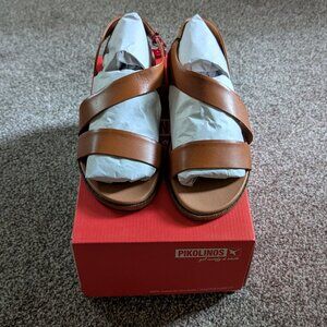 NWT Pikolinos Formentera Women's elasticated flat sandals leather size 40(9-9.5)